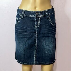 Maurices dark blue denim mini skirt
